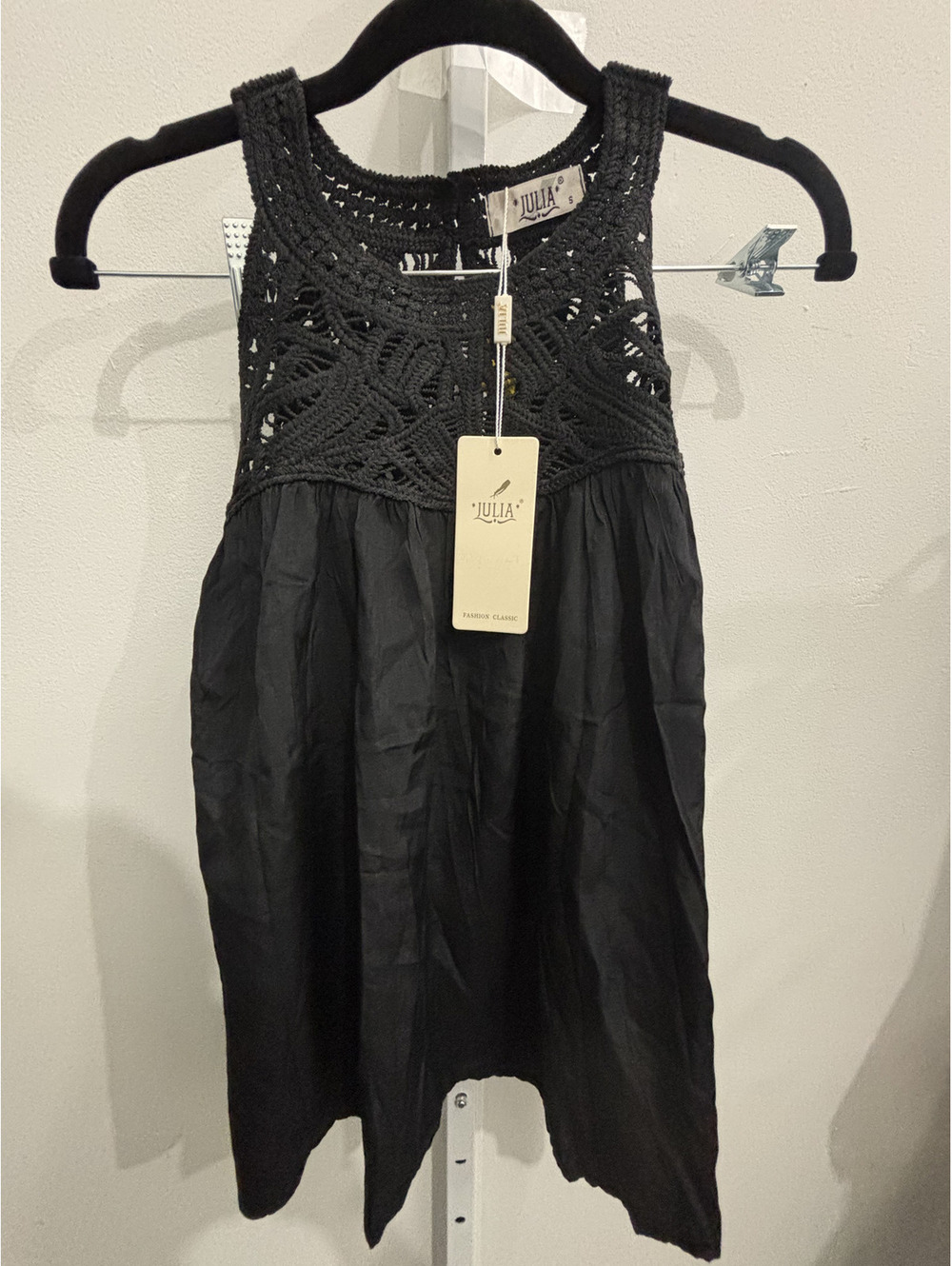 Julia Black Crochet Sleeveless Top